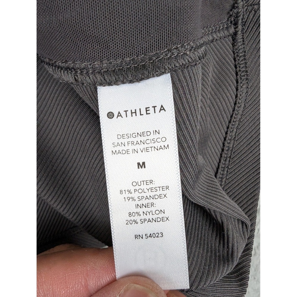 Athleta Tank Top Womens Medium Gray Sleeveless Mock Neck Side Ruched Yoga Active - Picture 3 of 8